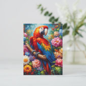 Carte Postale Macaw aux fleurs colorées (Debout devant)