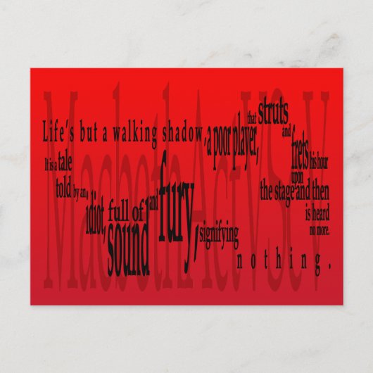 Carte Postale Macbeth Shakespeare : 'La vie n'est qu'une ombre d (Devant)