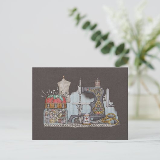Carte Postale Machine à coudre alimentée à la main (Debout devant)