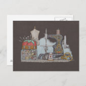 Carte Postale Machine à coudre alimentée à la main (Devant / Derrière)
