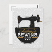 Carte Postale Machine à coudre antique AJOUTER LE NOM Seamstress (Devant / Derrière)