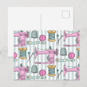 Carte Postale Machine à coudre - Couture artisanale rose (Devant / Derrière)