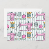 Carte Postale Machine à coudre - Couture rose Crafts Sew (Devant / Derrière)