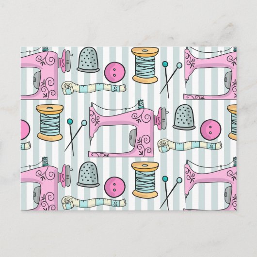Carte Postale Machine à coudre - Couture rose Crafts Sew (Devant)