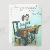 Carte Postale Machine à coudre vintage (Devant / Derrière)