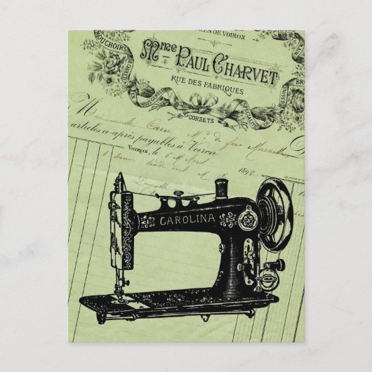 Carte Postale Machine à coudre vintage French Chic (Devant)
