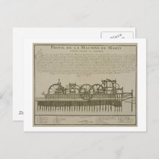 Carte Postale Machine à eau à Marly, c.1715 (gravure) (Devant / Derrière)