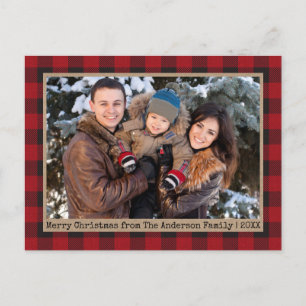 Carte Postale Machine à écrire Texte Plaid Famille de Noël Photo