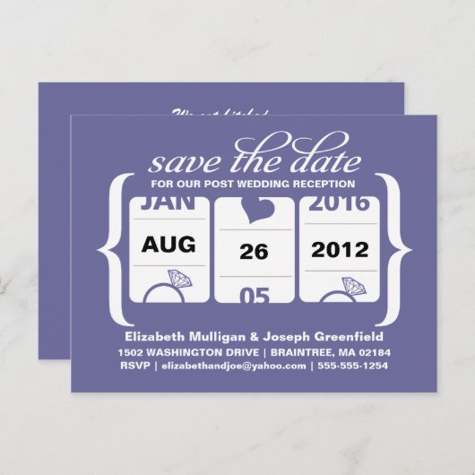 Carte Postale Machine à sous Réception de mariage après mariage (Devant / Derrière)