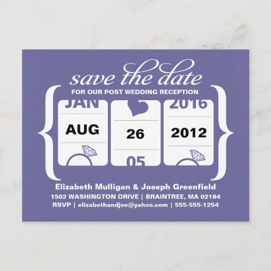 Carte Postale Machine à sous Réception de mariage après mariage (Devant)