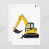 Carte Postale Machine de construction d'excavateur jaune et noir (Devant / Derrière)