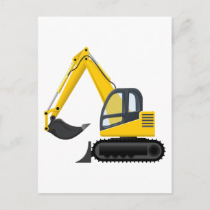 Carte Postale Machine de construction d'excavateur jaune et noir