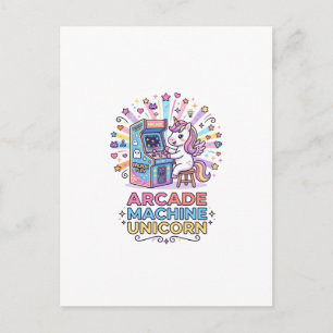 Carte Postale Machine de jeux vidéo Licorne Impression Licorne P