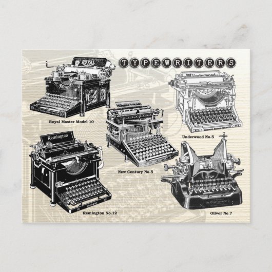 Carte Postale Machines à écrire vintages - Illustrations (Devant)