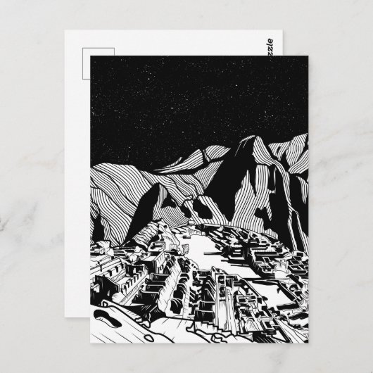 Carte Postale Machu Picchu paysage noir et blanc (Devant / Derrière)