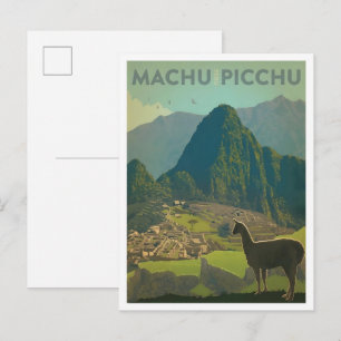 Carte Postale Machu Picchu Pérou Art de Voyage Vintage