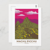 Carte Postale Machu Picchu Pérou Voyage Art Retro (Devant / Derrière)