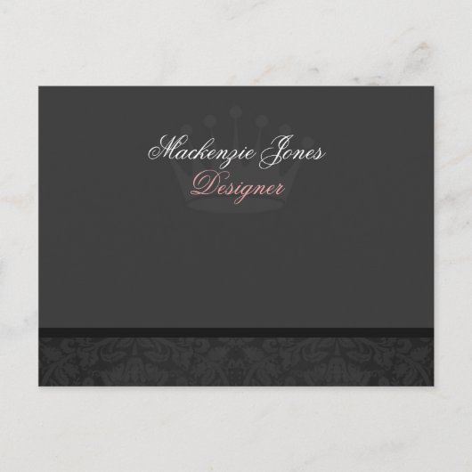 Carte Postale Mackenzie #1 Black Damask Chic Bowcard (Devant)