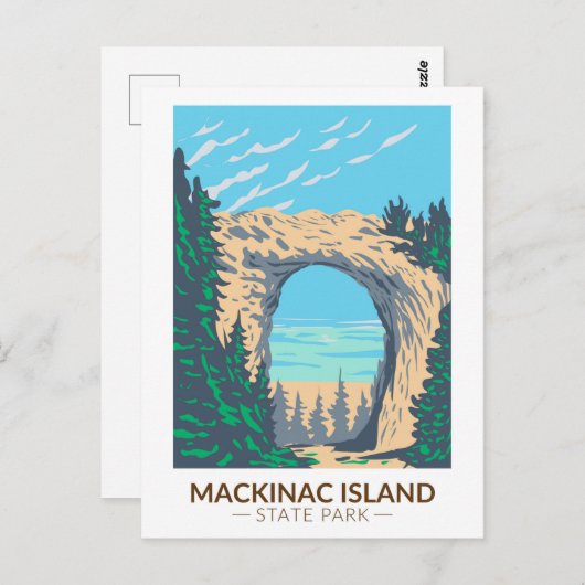 Carte Postale Mackinac Island State Park Michigan Arch Rock (Devant / Derrière)