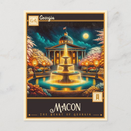 Carte Postale Macon, Géorgie | Vintage (Devant)
