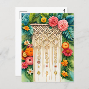 Carte Postale Macrame avec fleurs, Croisement