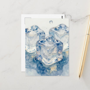 Carte Postale macro photographie de cubes de glace fondants aqua