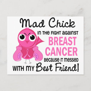 Carte Postale Mad Chick 2 meilleur ami cancer du sein