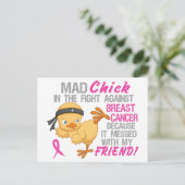 Carte Postale Mad Chick Messed Avec Ami 3 Cancer Du Sein (Debout devant)