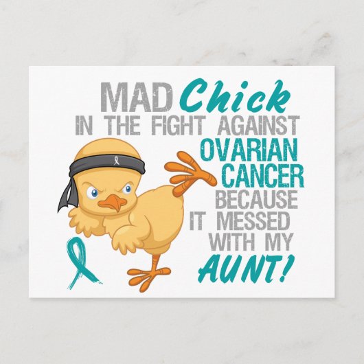 Carte Postale Mad Chick Messed Avec Ma Tante 3 Cancer Ovarien (Devant)