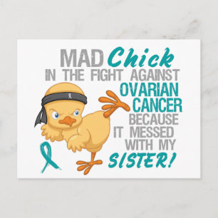 Carte Postale Mad Chick Messed Avec Soeur 3 Cancer Ovarien