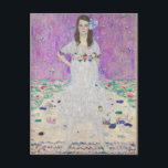 Carte Postale Mada Primavesi par Gustav Klimt<br><div class="desc">Portrait célèbre de Mada Primavesi par Gustav Klimt. Ce tableau présente une fille en robe blanche avec des fleurs devant un arrière - plan violet. De belles couleurs sur cette oeuvre d'art.</div>