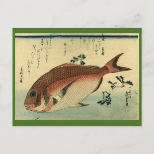 Carte Postale Madai ou Red Tai - Hiroshige's Japanese Fish Print