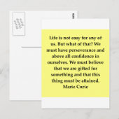 Carte Postale Madame Curie, je cite (Devant / Derrière)