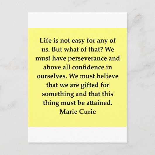 Carte Postale Madame Curie, je cite (Devant)