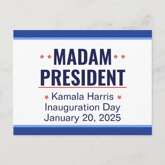 Carte Postale Madame la Présidente Kamala Harris Inauguration (Devant)
