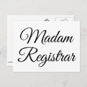 Carte Postale Madame le registraire (Devant / Derrière)