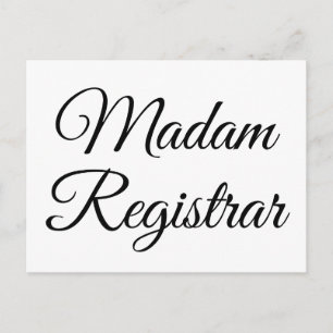 Carte Postale Madame le registraire