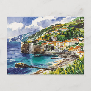 Carte Postale Madère Portugal Aquarelle Peinture