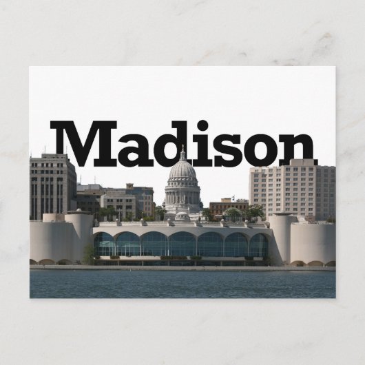 Carte Postale Madison Wisconsin Skyline avec Madison dans le cie (Devant)
