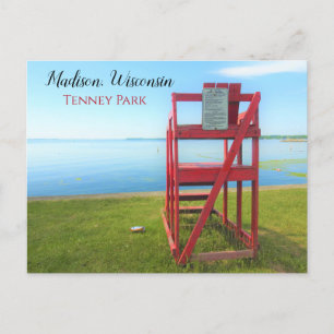 Carte Postale Madison, Wisconsin Tenney Park Red Lifeguard Chair