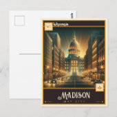 Carte Postale Madison, Wisconsin | VINTAGE (Devant / Derrière)