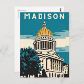Carte Postale Madison, Wisconsin, Vintage du Capitole (Devant / Derrière)