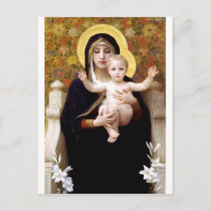 Carte Postale Madona avec lys Bouguereau peinture antique