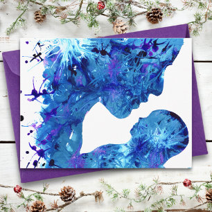 Carte Postale Madone bleue et enfant Jésus Noël chrétien