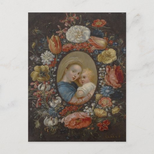 Carte Postale Madonna and Child in a Floral Frame, Clara Peeters (Devant)