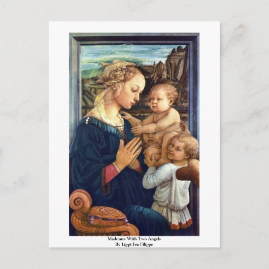 Carte Postale Madonna Avec Deux Anges Par Lippi Fra Filippo (Devant)