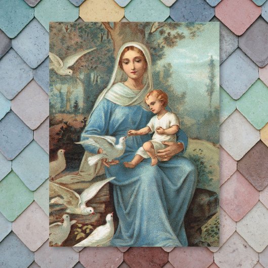 Carte postale Madonna bleu