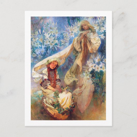 Carte Postale Madonna de la Lily, Mucha (Devant)