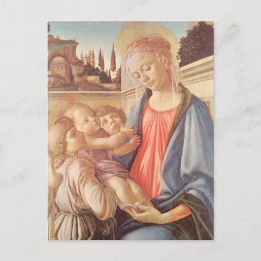 Carte Postale Madonna et deux anges de Botticelli (Devant)