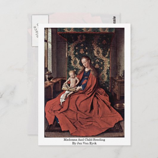 Carte Postale Madonna Et Enfant Lecture Par Jan Van Eyck (Devant / Derrière)